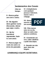 Os Dez Mandamentos Dos Casais: Lembrança Equipe Secretaria