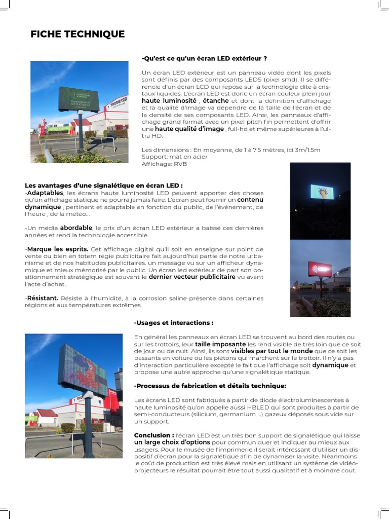 Écran LED extérieur : avantages et caractéristiques | PDF | Écran à ...