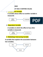 Kinds of Variable and Hypotheses