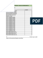 Ficha de Controle: Caixa de Ferramenta: Responsavel: Warner Descrição Quant