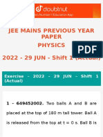 Jee Mains Previous Year Paper Physics 2022 - 29 JUN - Shift 1 (Actual)