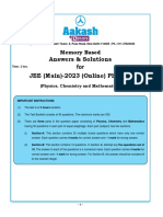 Answers & Solutions JEE (Main) - 2023 (Online) Phase-2: Memory Based