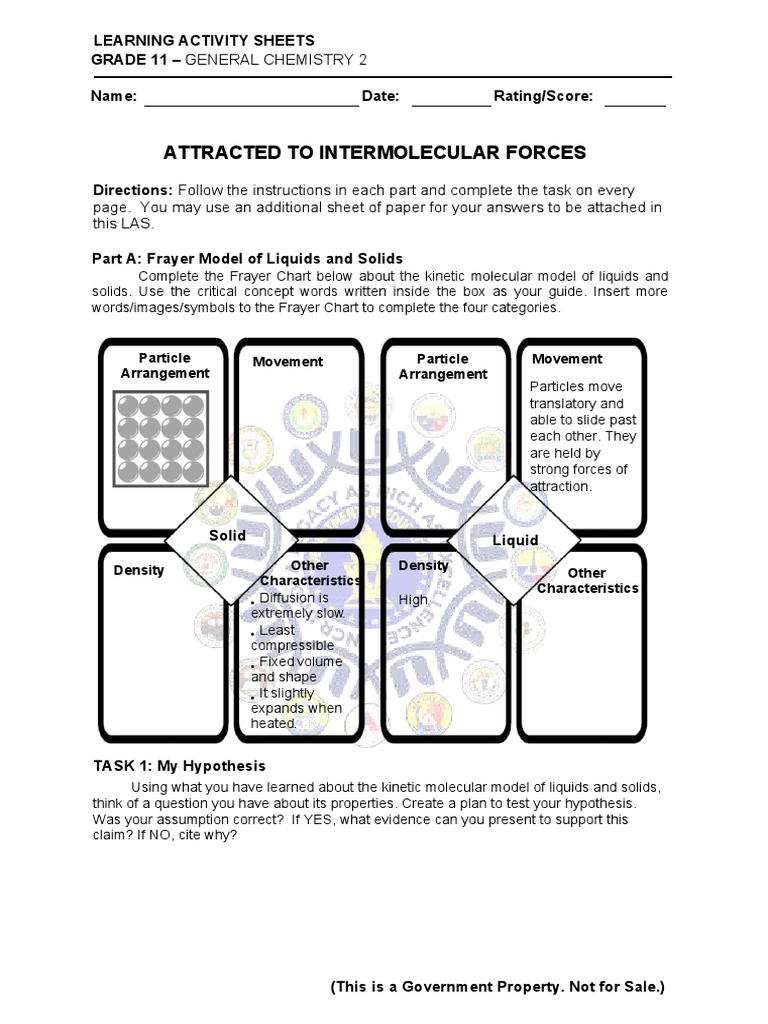 Grade 11 Chemistry: Intermolecular Forces | PDF