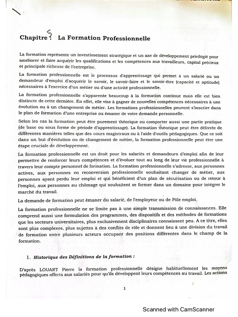 Gestion Des Ressources Humaines: La Formation Professionnelle | PDF