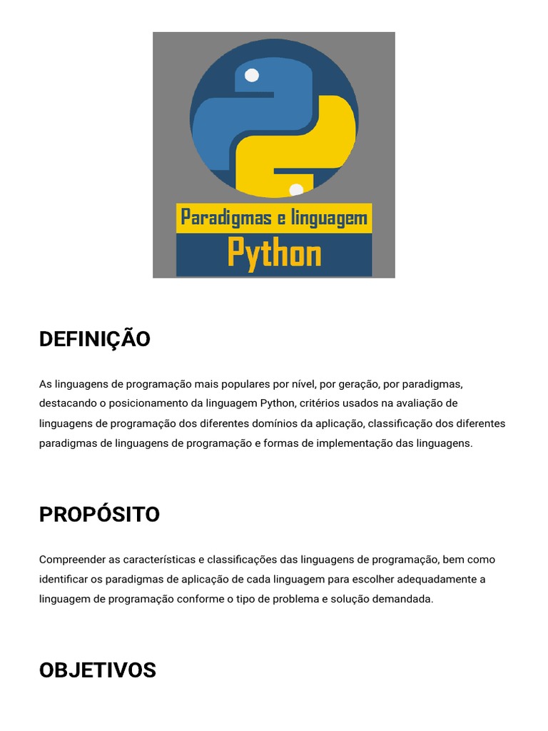 Paradigmas e Linguagem Python | PDF