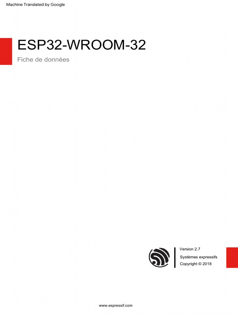 Espressif - Systems ESP32 WROOM 32 - (8MB) Datasheet | PDF