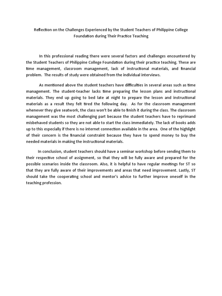 Challenges Faced by Student Teachers in the Philippines | PDF | Career ...