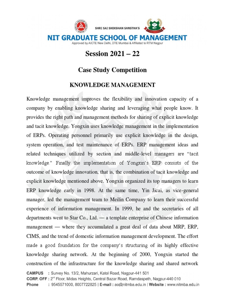 ERP Knowledge Management at Yongxin | PDF | Enterprise Resource ...