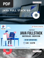 Java Full Stack 2.0: Introduction To JAVA Day - 1