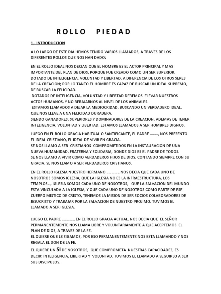 Rollo de Piedad en Cursillos de Cristiandad | PDF | Oración | orador ...