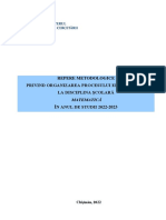 Repere Metodologice Privind Organizarea Procesului Educațional La Disciplina Școlară Matematică ÎN ANUL DE STUDII 2022-2023