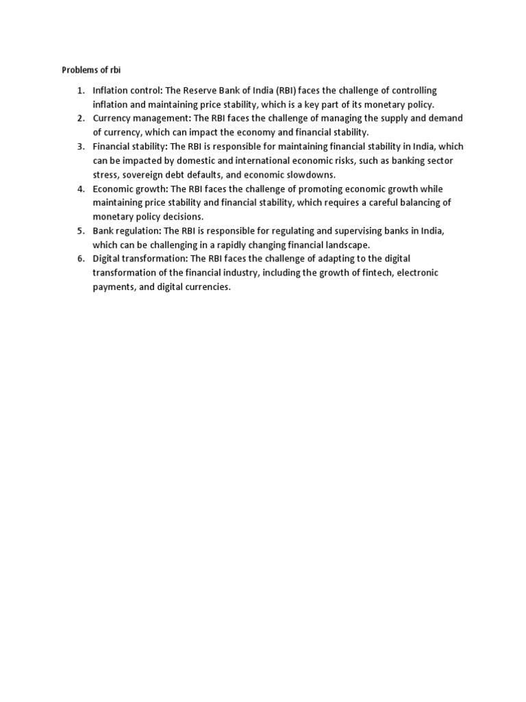 Problems of Rbi | PDF