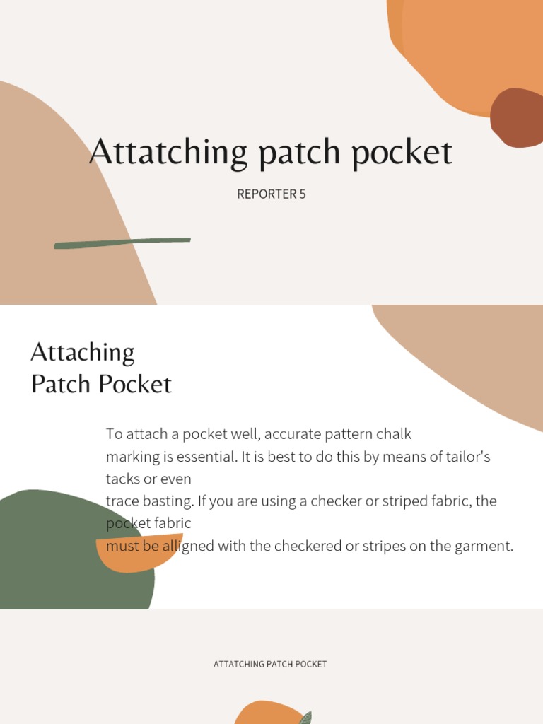 Attatching Patch Pocket: Reporter 5 | PDF | Sewing | Consumer Goods
