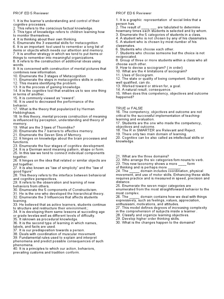 Comprehensive Review for Educators | PDF