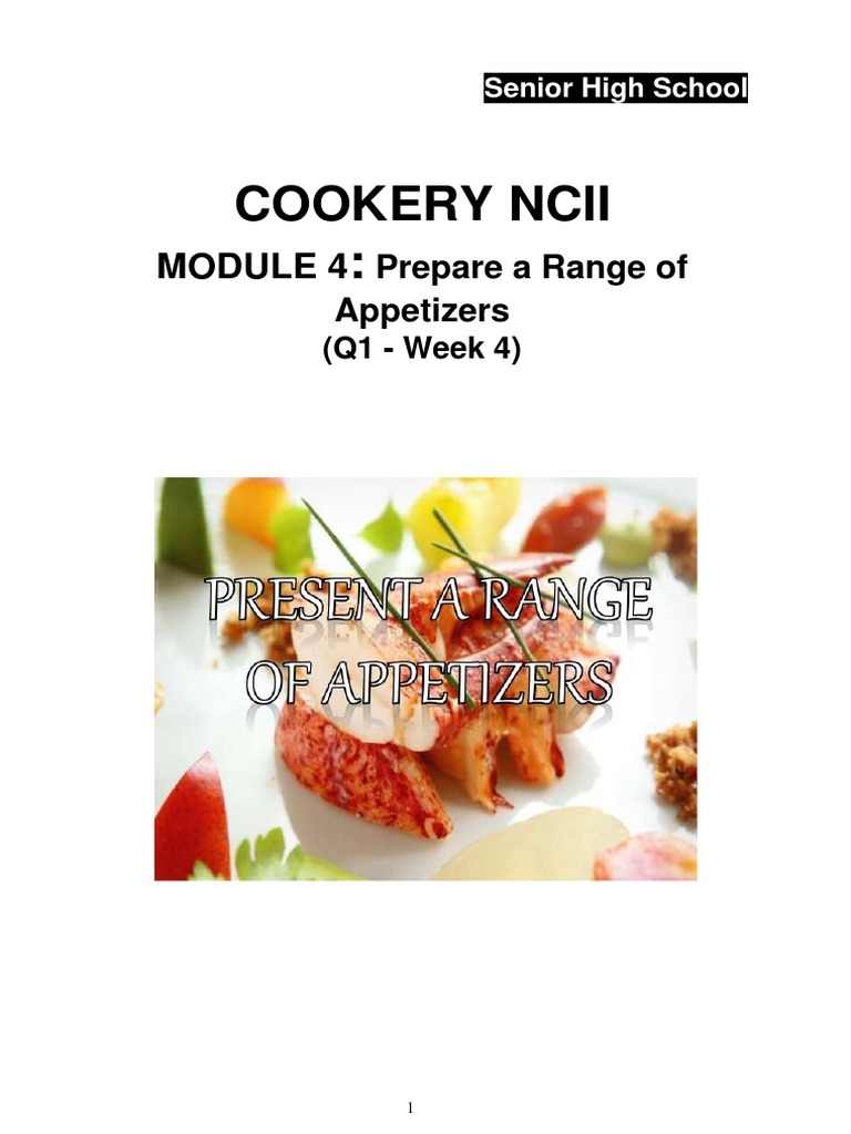 Cookery Ncii Prepare A Range of Appetizers PDF Hors D'oeuvre Foods