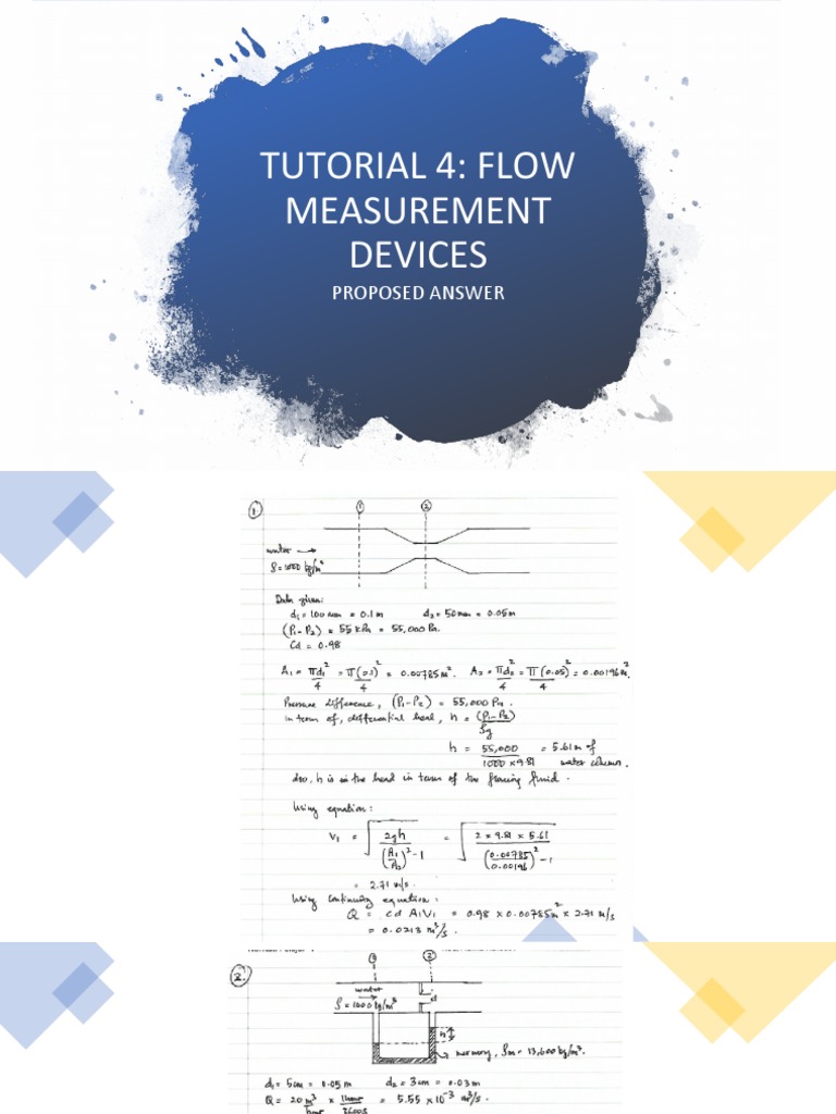 Tutorial 4 Flow Measurement Devices Proposed Answer PDF