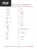 Answer Key - Test 1: Mathematics