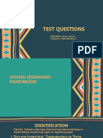 Test Questions: Bagarino, Lealy Joy M. Cabiliza, Chritine Mae C