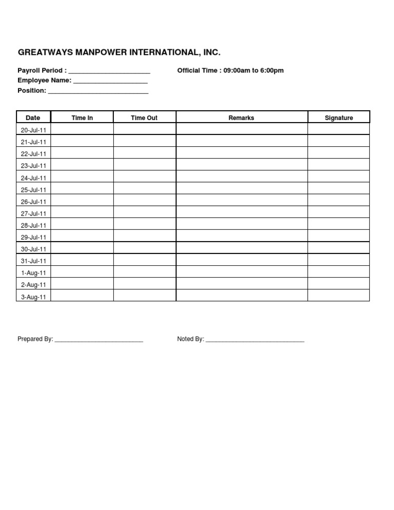 Employee Timekeeping Sheet Template | PDF | Finance & Money Management