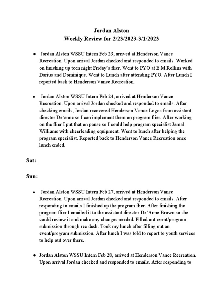 Weekly review pdf