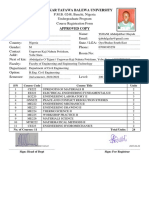 Abubakar Tafawa Balewa University: P.M.B. 0248, Bauchi, Nigeria Undergraduate Program Course Registration Form