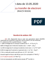 Reacții Cu Transfer de Electroni: Lecția Din Data de 13.05.2020