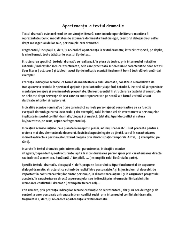 Apartenența La Textul Dramatic | PDF
