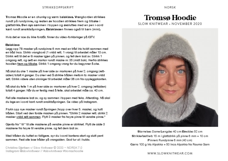 Erklæring Gutter Person med ansvar for sportsspil Tromsø Hoodie: Slow Knitwear - November 2020 | PDF