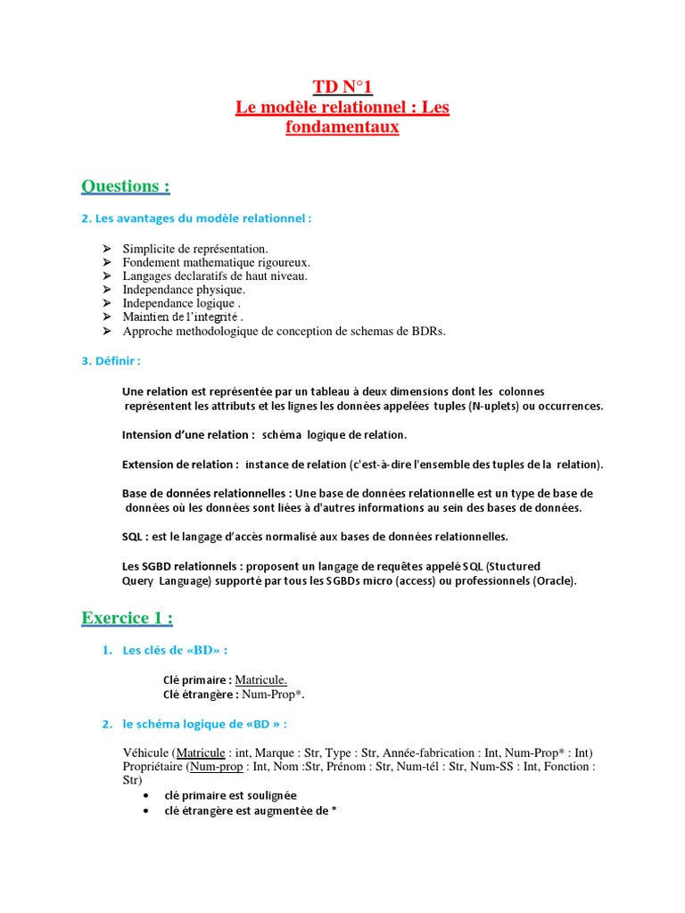 Fondamentaux du Modèle Relationnel | PDF | Base de données ...