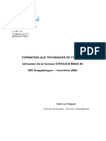 Formation Aux Techniques de Forage Utilisation de La Foreuse STENUICK BBAS 80 IRD Ouagadougou - Novembre 2000