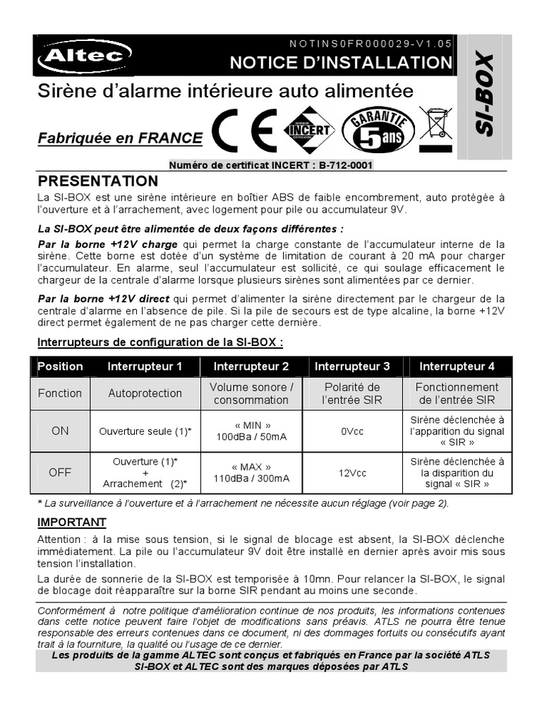 Installation Sirène SI-BOX V1.05 | PDF | Déchet ménager | Recyclage