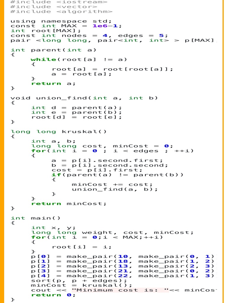 Kruskal's Algorithm | PDF | Algorithms | Computer Programming
