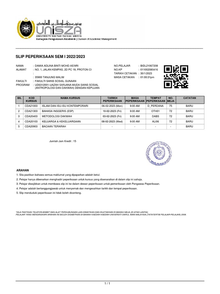 Slip Peperiksaan Sem I 2022/2023 PDF