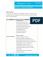 Matemática - Matriz da 2a Ficha de Avaliação 7o Ano