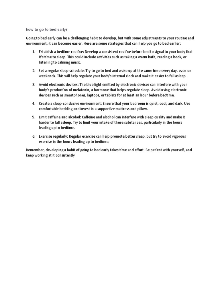 How To Go To Bed Early PDF