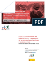 FAPMI ECPAT Espana 2023. Programa de Promocion Del Buentrato para La Prevencion de La Violencia. Memoria de Actividades 2022