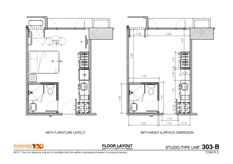 Studio Unit 303-B Floor Layout Details | PDF