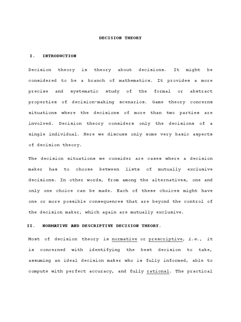 Summary of Decision Theory | PDF | Decision Theory | Decision Making