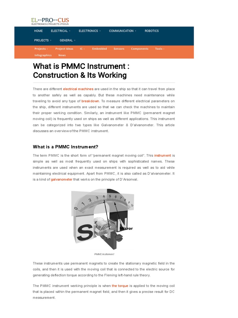 WWW Elprocus Com What Is PMMC Instrument Construction Its Working PDF