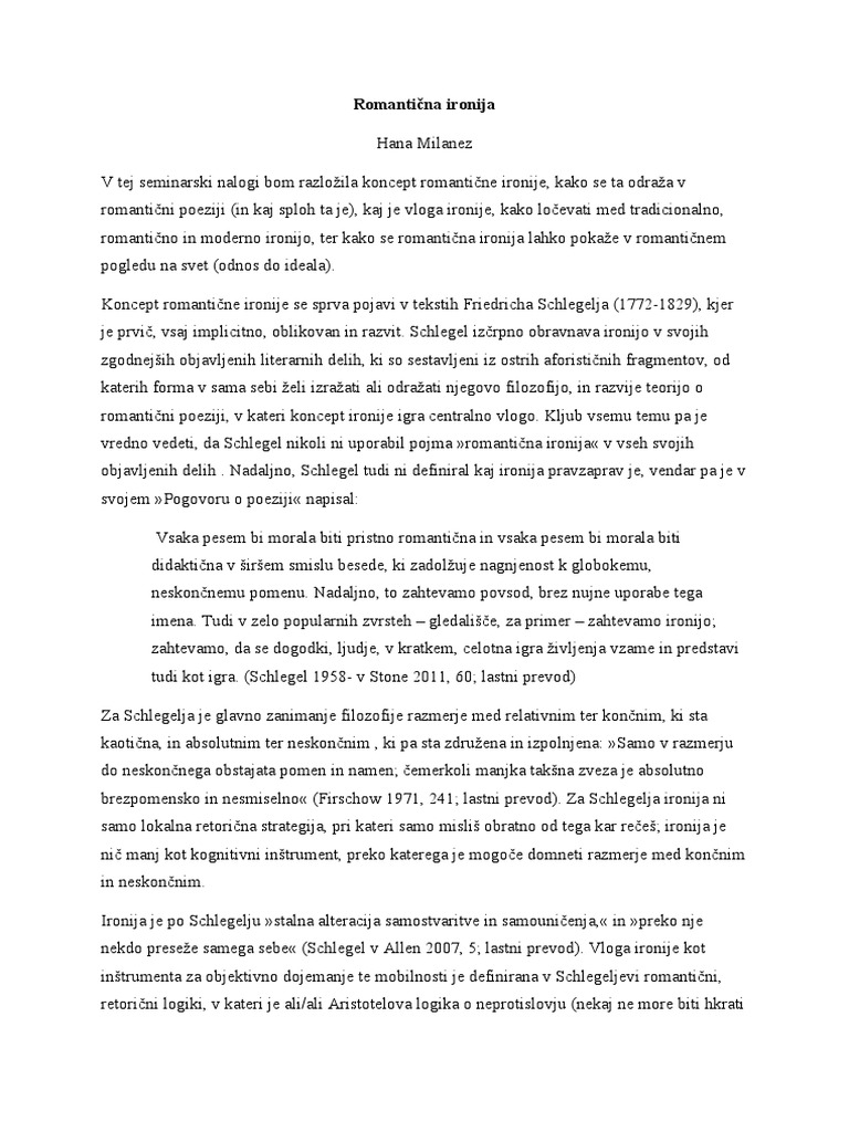 Romantična Ironija | PDF