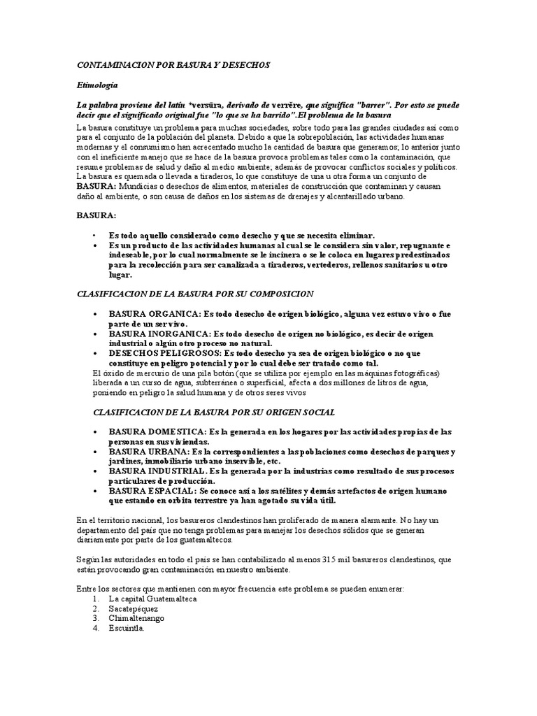 Crisis de Basura en Guatemala | PDF | Residuos | Reciclaje