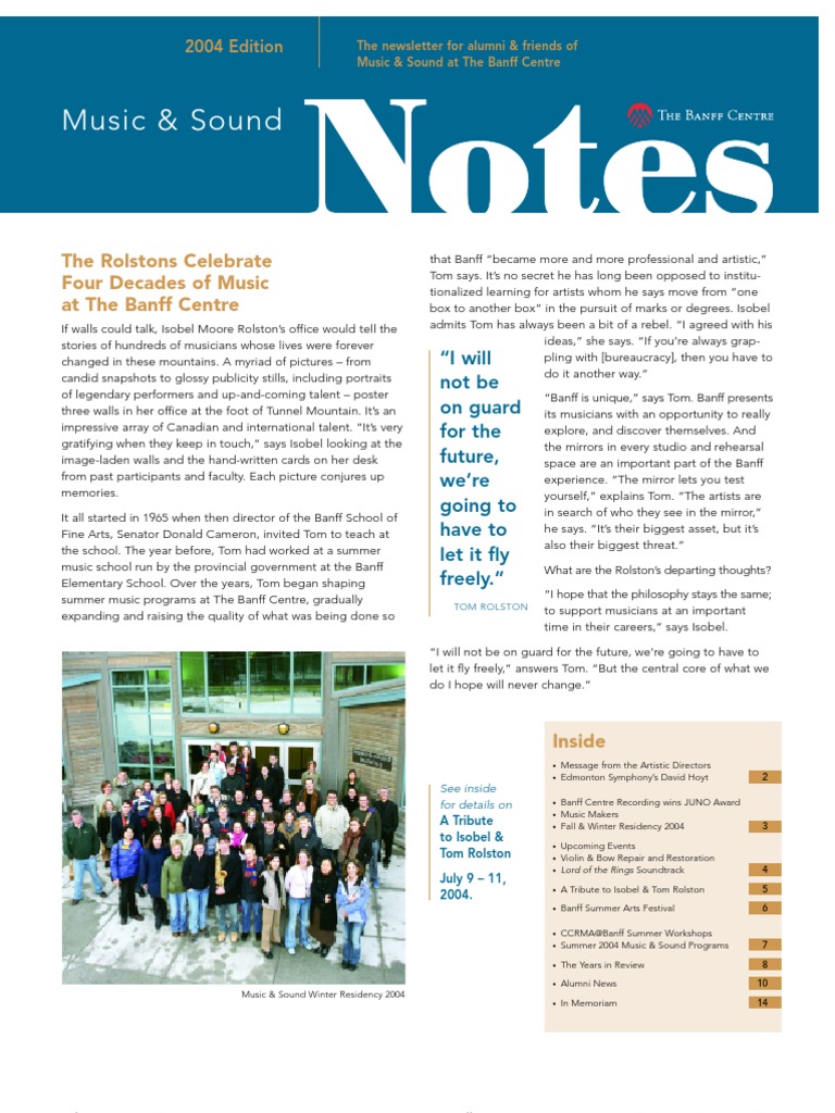 Celebrating 40 Years of Music at Banff | PDF | Orchestras | Chamber Music