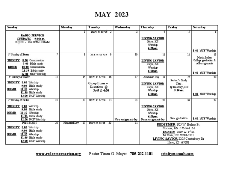 MAY Calendar | PDF | Easter | Christian Worship And Liturgy