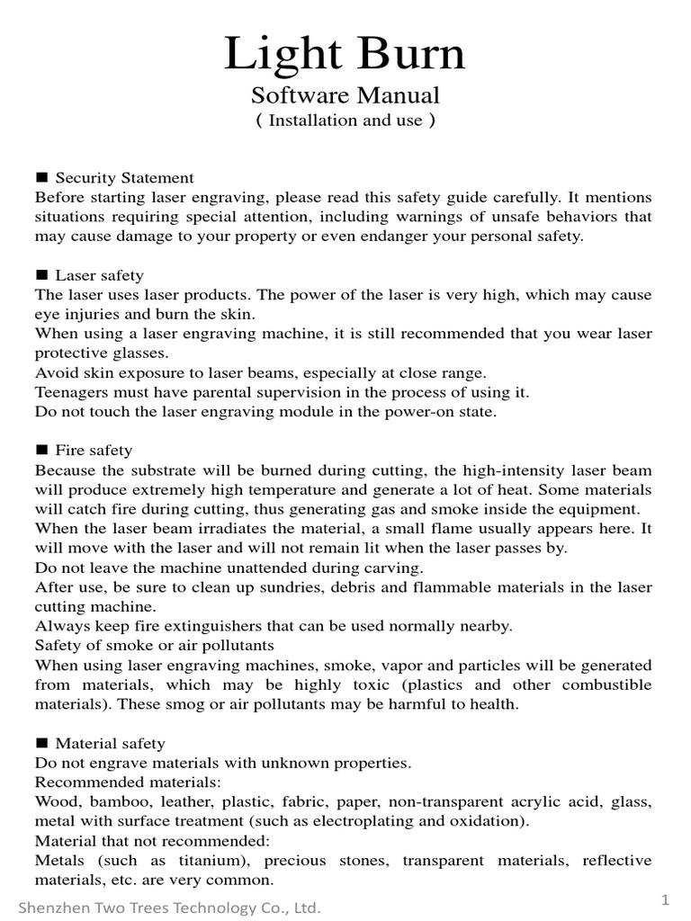 LightBurn Software User Manual | PDF | Engraving | Fires
