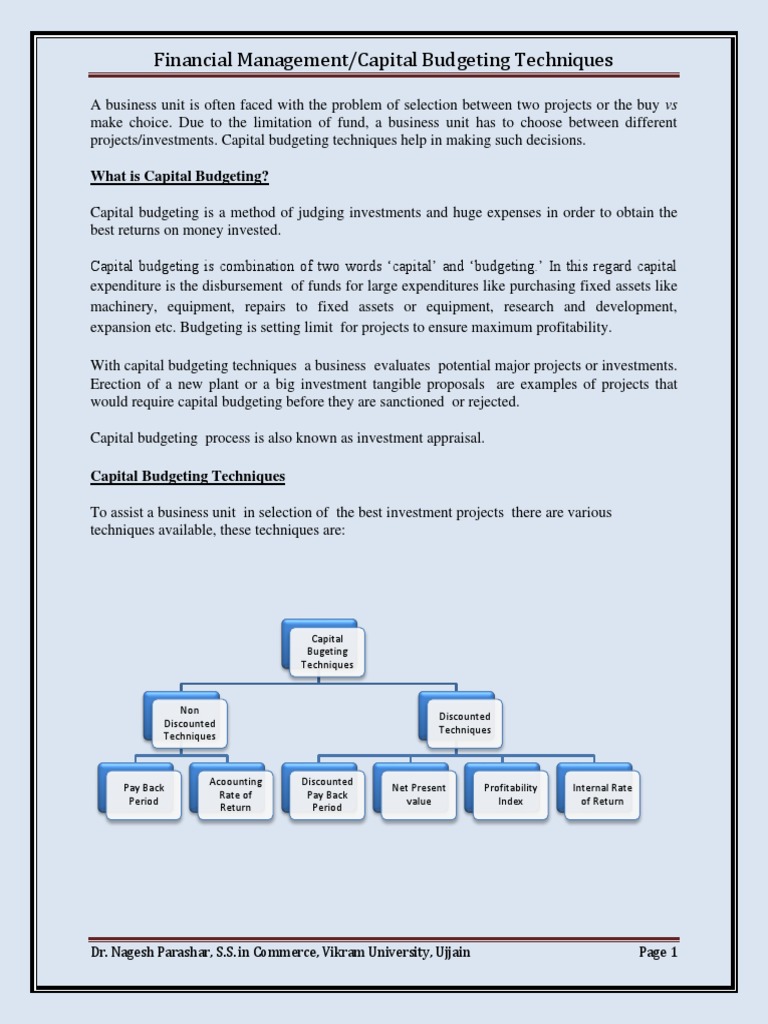 Capital Budgeting Techniques Explained | PDF | Net Present Value ...