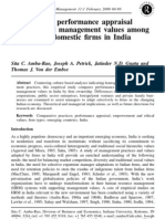 Comparative Performance Appraisal Practices and Management Values Among Foreign and Domestic Rms in India