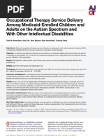 Occupational Therapy Service Delivery Among Medicaid-Enrolled Children and Adults On The Autism Spectrum and With Other Intellectual Disabilities