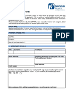 Blank Job Application Form