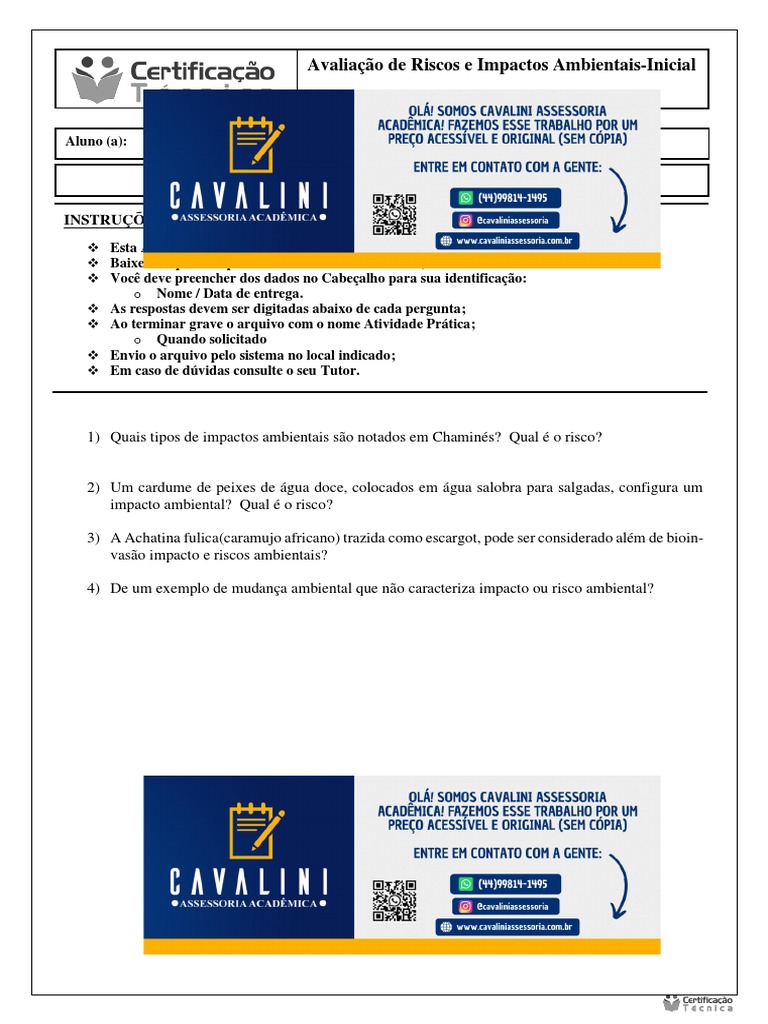 Avaliação de Riscos Ambientais Prática | PDF