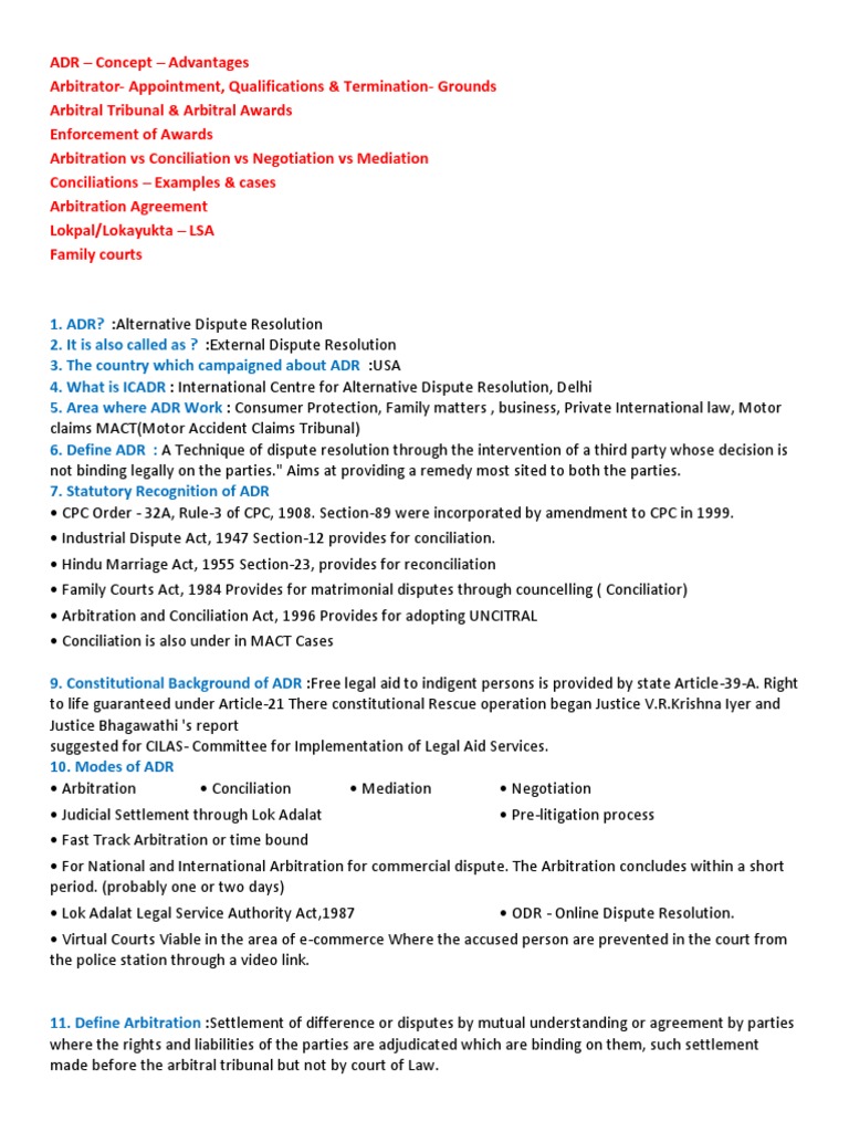 Overview of Alternative Dispute Resolution | PDF | Alternative Dispute ...